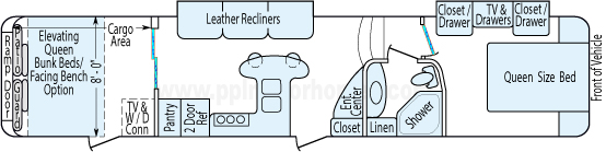 38' 2014 Crossroads Elevation w/2 Slides & Generator - Toy Hauler - Bunk House Floorplan