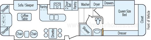 37' 2011 Carriage Cameo w/3 Slides & Generator Floorplan