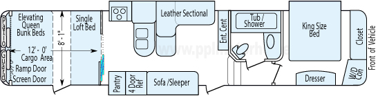 44' 2015 Heartland Cyclone w/3 Slides & Generator - Toy Hauler - Bunk House Floorplan