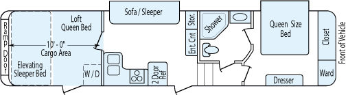 36' 2013 K-Z Inferno w/2 Slides & Generator - Toy Hauler - Bunk House Floorplan