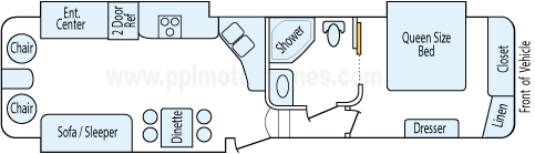 34' 2008 K-Z Durango w/3 Slides Floorplan