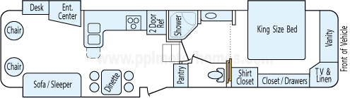 35' 2005 Nu-Wa Hitchhiker Premier w/3 Slides Floorplan