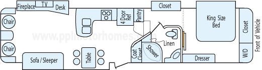 37' 2009 Nu-Wa Champagne Hitchhiker w/4 Slides Floorplan