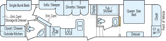 39' 2012 Coachmen By Forest River Brookstone Ruby w/3 Slides - Bunk House Floorplan