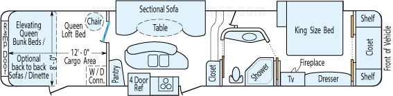41' 2012 Dutchmen Voltage w/3 Slides & Generator - Toy Hauler - Bunk House Floorplan
