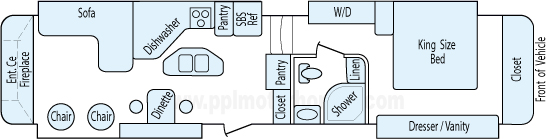 38' 2014 Doubletree/Drv Mobile Suites w/4 Slides Floorplan