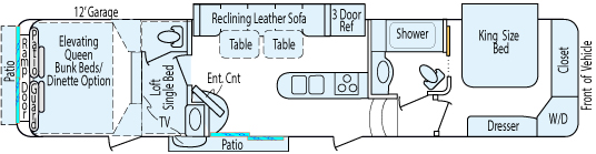 44' 2015 Heartland Road Warrior w/2 Slides & Generator - Toy Hauler - Bunk House Floorplan