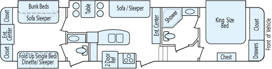 40' 2013 Keystone Avalanche w/5 Slides & Generator - Bunk House Floorplan