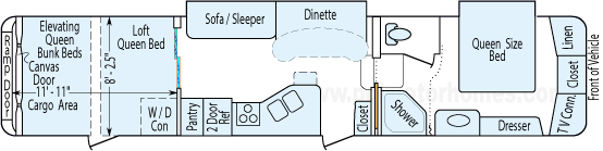 39' 2008 Keystone Fuzion w/2 Slides & Generator - Toy Hauler - Bunk House Floorplan