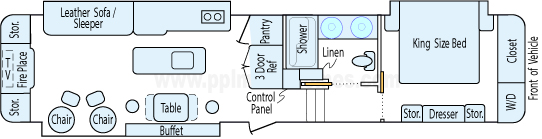 42' 2015 Augusta Luxe w/3 Slides Floorplan