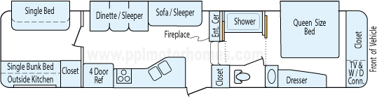 38' 2013 Keystone Montana High Country w/3 Slides & Generator - Bunk House Floorplan