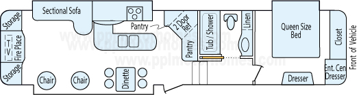 37' 2013 Forest River Wildcat w/3 Slides Floorplan