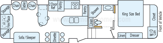40' 2010 Heartland Bighorn w/4 Slides Floorplan