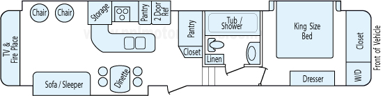 39' 2012 Forest River Cedar Creek w/3 Slides Floorplan