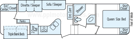 34' 2014 Coachmen Chaparral Open Trail w/2 Slides - Bunk House Floorplan