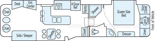 37' 2008 Keystone Challenger w/4 Slides Floorplan