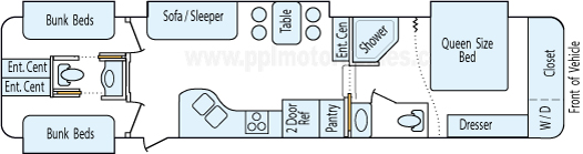 37' 2008 Crossroads Kingston w/4 Slides - Bunk House Floorplan