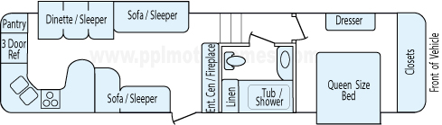 34' 2015 Keystone Sprinter w/2 Slides Floorplan