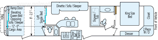 42' 2014 Heartland Cyclone w/3 Slides & Generator - Toy Hauler - Bunk House Floorplan