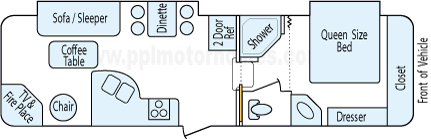 29' 2008 K-Z Durango w/2 Slides Floorplan