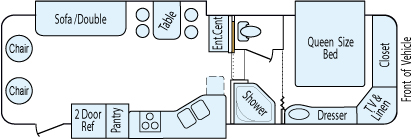 30' 2003 King Of The Road Royalite w/3 Slides Floorplan
