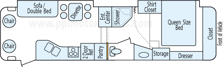32' 2000 Nu-Wa Hitchhiker II w/2 Slides & Generator Floorplan