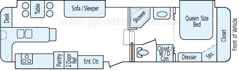 35' 2003 Carriage Lxi w/3 Slides Floorplan