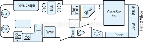 31' 2007 Cedar Creek Silverback w/3 Slides Floorplan