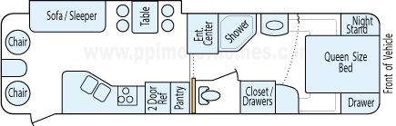 30' 2005 Keystone Cougar w/Slide Floorplan