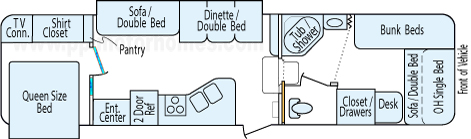33' 2007 Forest River Wildcat w/2 Slides - Bunk House Floorplan