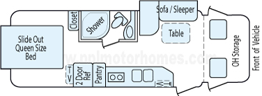 24' 2013 Winnebago/Itasca Navion Iq w/2 Slides Floorplan