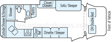25' 2006 Itasca Spirit w/Slide Floorplan