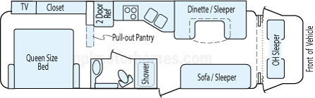 34' 2014 Thor Four Winds Diesel w/Slide Floorplan