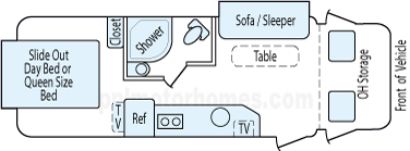 24' 2012 Winnebago View w/2 Slides Floorplan
