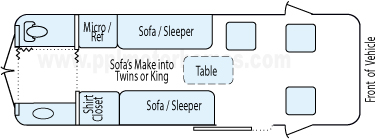 22' 2005 Custom Vehicles Inc Work-N-Play Sprinter Diesel Floorplan