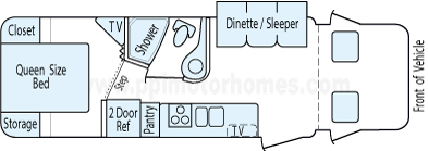 28' 2011 Winnebago Access w/Slide Floorplan