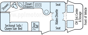 23' 2007 Leisure Travel Vans Freedom II Serenity Diesel Floorplan