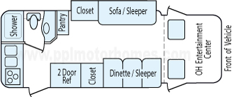 25' 2007 Forest River Lexington w/Slide Floorplan