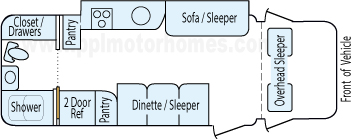 25' 2008 Fleetwood Pulse Diesel w/Slide Floorplan