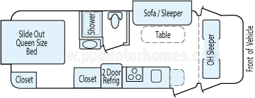 24' 2015 Forest River Solera Diesel w/2 Slides Floorplan