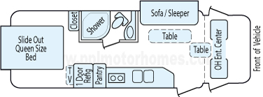 25' 2013 Winnebago View Diesel w/2 Slides Floorplan