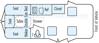 19' 2009 Roadtrek Popular 170 Floorplan