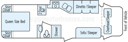 30' 2013 Thor Chateau w/Slide Floorplan