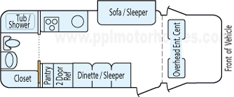 25' 2008 Winnebago View w/Slide Floorplan