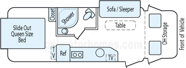 24' 2012 Winnebago View w/2 Slides Floorplan