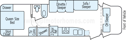 31' 2006 Winnebago Outlook w/Slide Floorplan