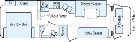 34' 2014 Thor Four Winds Diesel w/Slide Floorplan