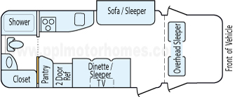 23' 2007 Winnebago View Sprinter Diesel w/Slide Floorplan