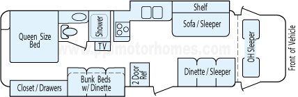 32' 2012 Tioga Fleetwood Tioga Ranger w/2 Slides - Bunk House Floorplan