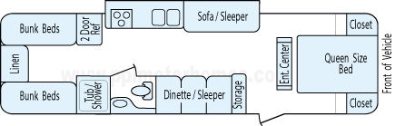 33' 2012 Forest River Wildwood X-Lite w/Slide - Bunk House Floorplan